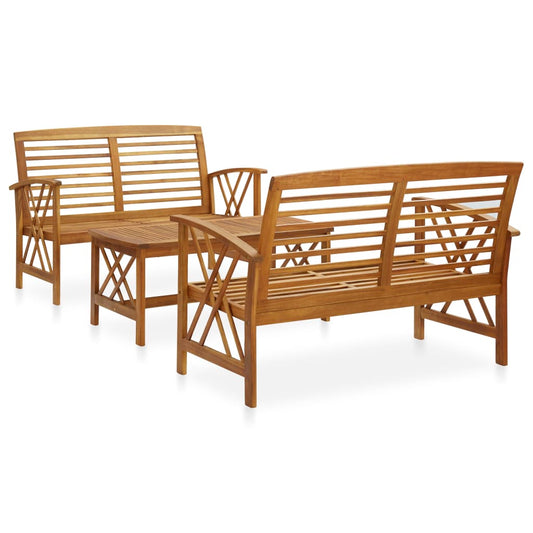 3 Piece Patio Lounge Set Solid Acacia Wood