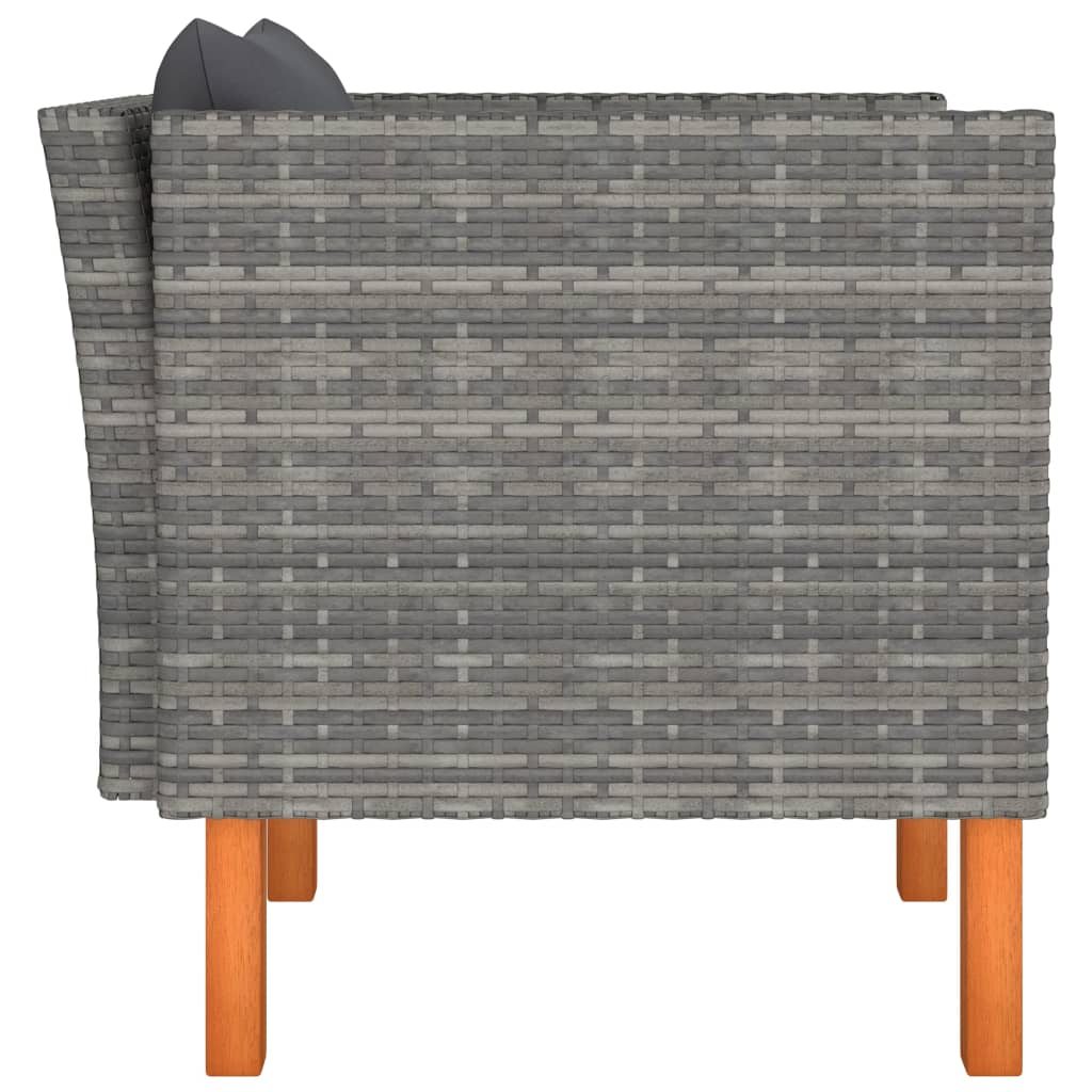 Patio Sofa Poly Rattan and Solid Eucalyptus Wood