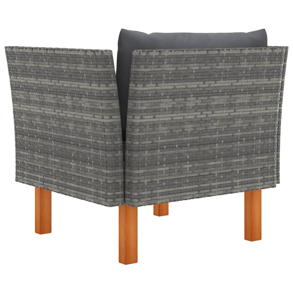 Patio Sofa Poly Rattan and Solid Eucalyptus Wood