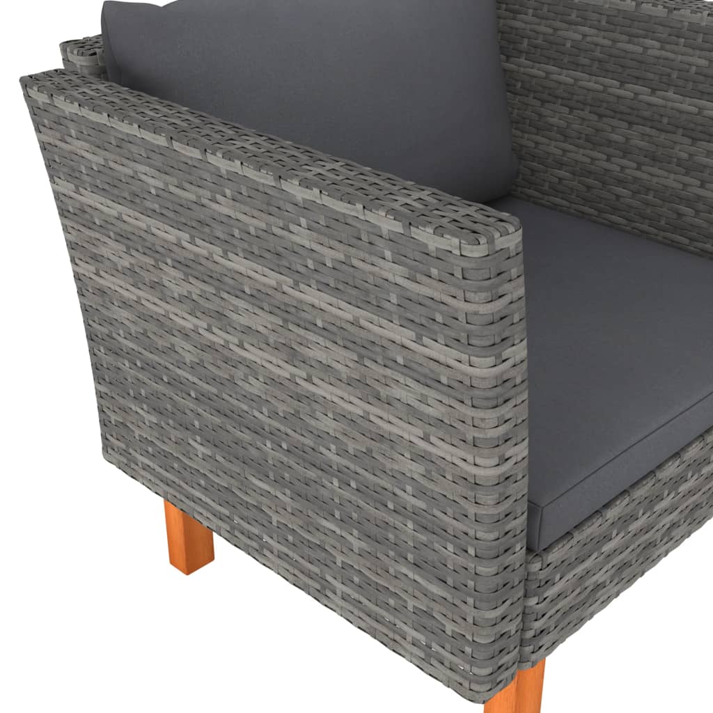 Patio Sofa Poly Rattan and Solid Eucalyptus Wood