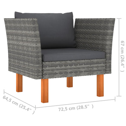 Patio Sofa Poly Rattan and Solid Eucalyptus Wood