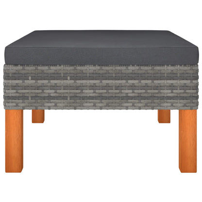 3 Piece Patio Lounge Set Poly Rattan and Solid Eucalyptus Wood