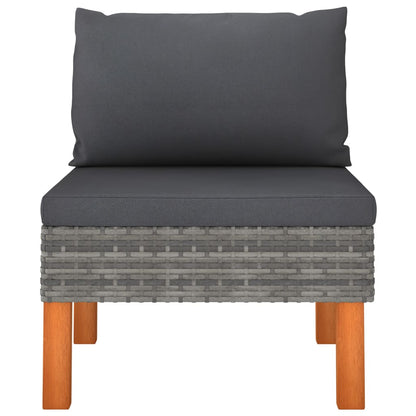 Middle Sofas 3 pcs Poly Rattan and Solid Eucalyptus Wood