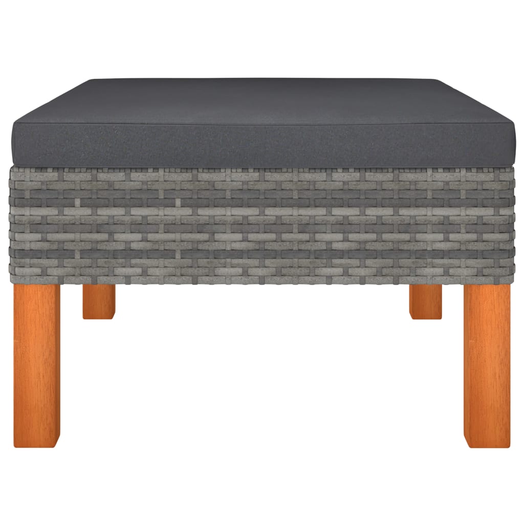 3 Piece Patio Lounge Set Poly Rattan and Solid Eucalyptus Wood