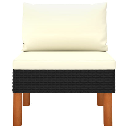 Middle Sofa Poly Rattan and Solid Eucalyptus Wood