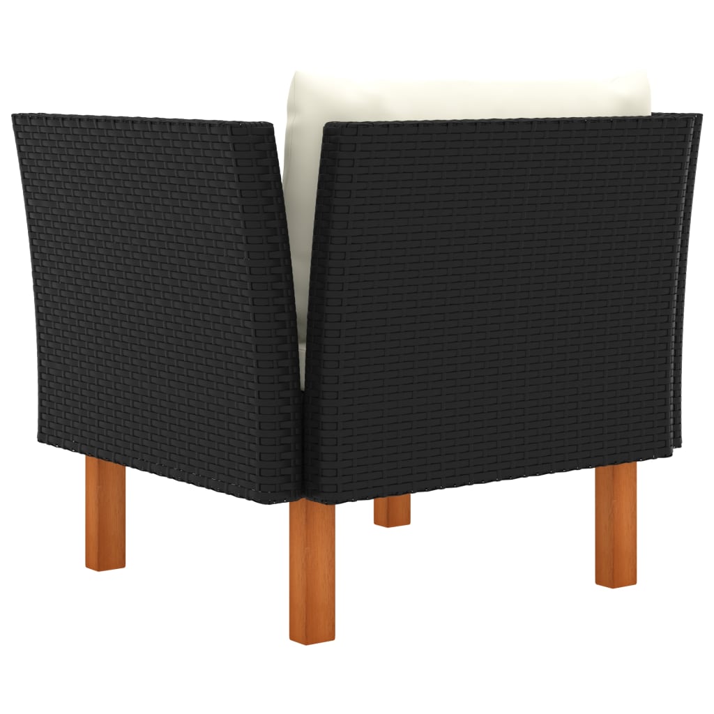 Patio Sofa Poly Rattan and Solid Eucalyptus Wood