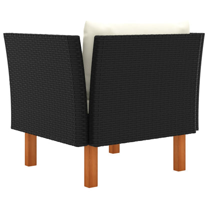 Patio Sofa Poly Rattan and Solid Eucalyptus Wood