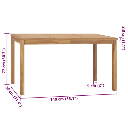 Garden Dining Table 140x80x77 cm Solid Teak Wood