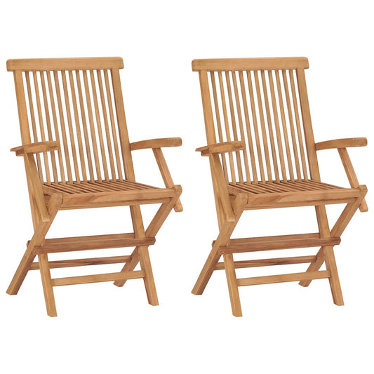 Folding Chairs 2 pcs Solid Teak Wood