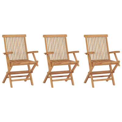 Folding Garden Chairs 3 pcs Solid Teak Wood