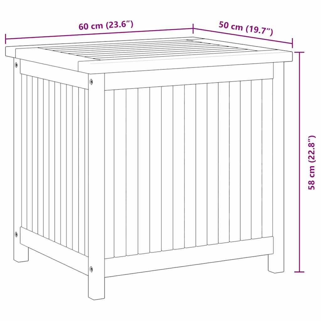 Patio Storage Box 23.6"x19.7"x22.8" Solid Wood Teak