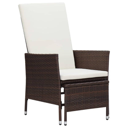 3 Piece Patio Lounge Set with Cushions Poly Rattan Brown