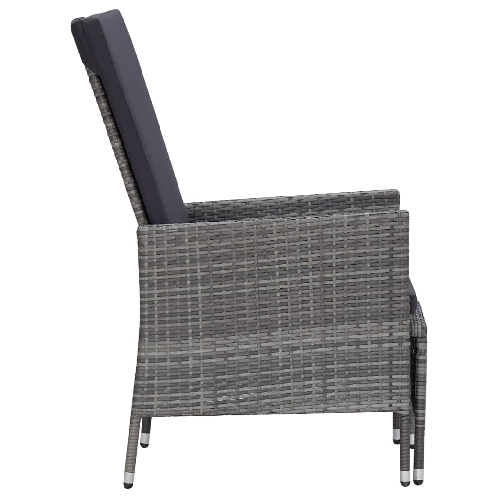 3 Piece Patio Lounge Set with Cushions Poly Rattan Gray