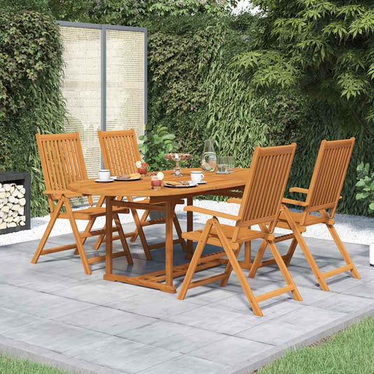 5 Piece Garden Dining Set Solid Acacia Wood 150-200 cm
