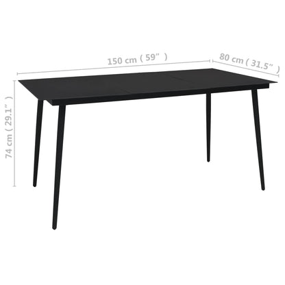 Dining Set | Black | Cotton rope, powder-coated steel, tempered glass
