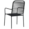 9 Piece Garden Dining Set Cotton Rope and Steel Black