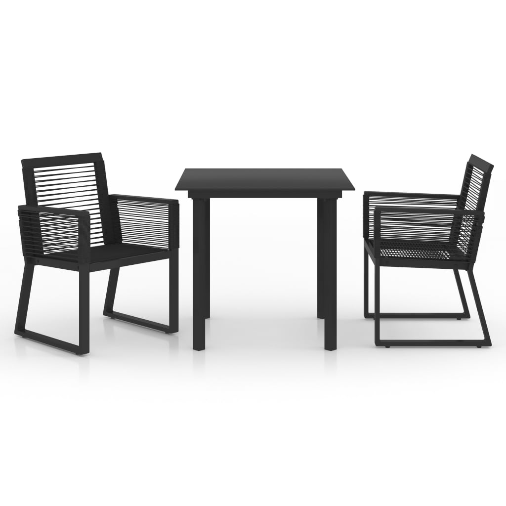 Dining Set | Black | PVC rattan, powder-coated steel, glass | Medium
