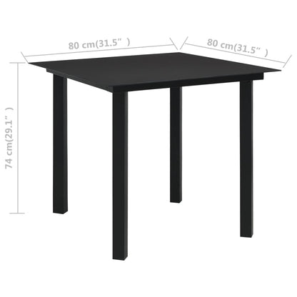 Dining Set | Black | PVC rattan, powder-coated steel, glass | Medium