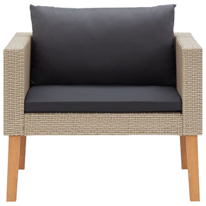 5 Piece Patio Lounge Set with Cushions Poly Rattan Beige