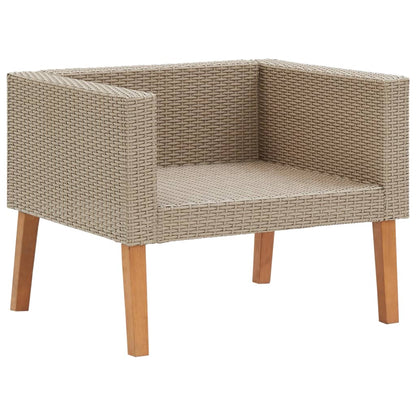 5 Piece Patio Lounge Set with Cushions Poly Rattan Beige