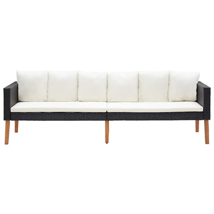 3 Piece Patio Lounge Set with Cushions Poly Rattan Black
