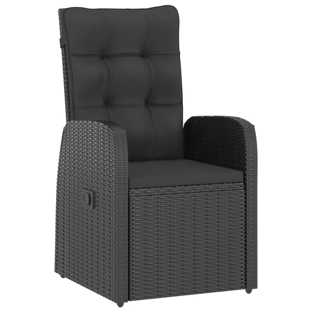 9 Piece Patio Dining Set with Cushions Poly Rattan Black