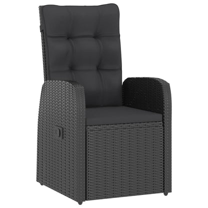 9 Piece Patio Dining Set with Cushions Poly Rattan Black
