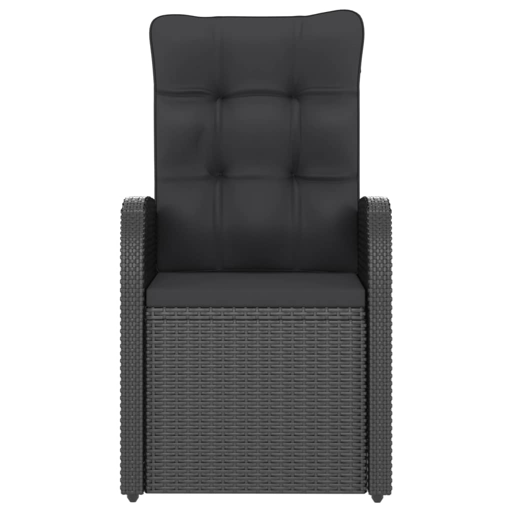 9 Piece Patio Dining Set with Cushions Poly Rattan Black