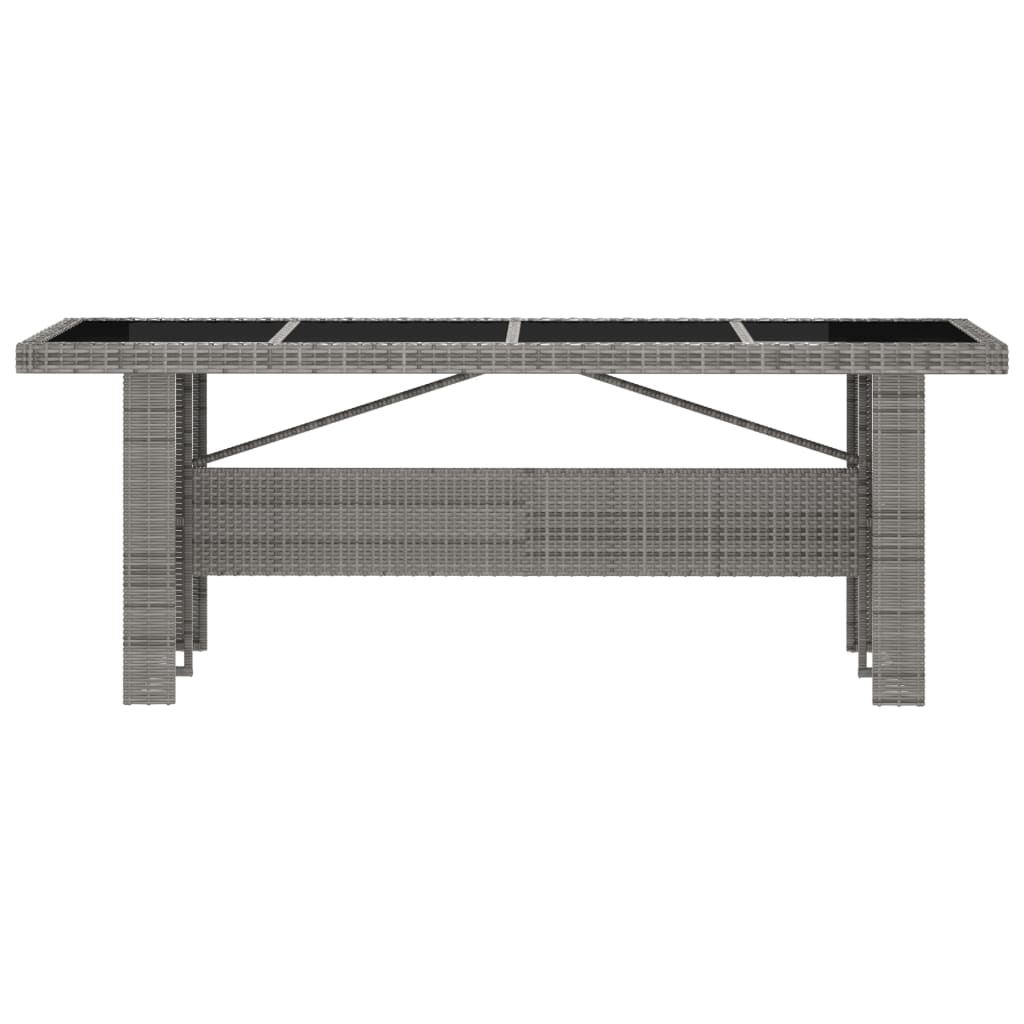7 Piece Patio Dining Set with Cushions Poly Rattan Gray