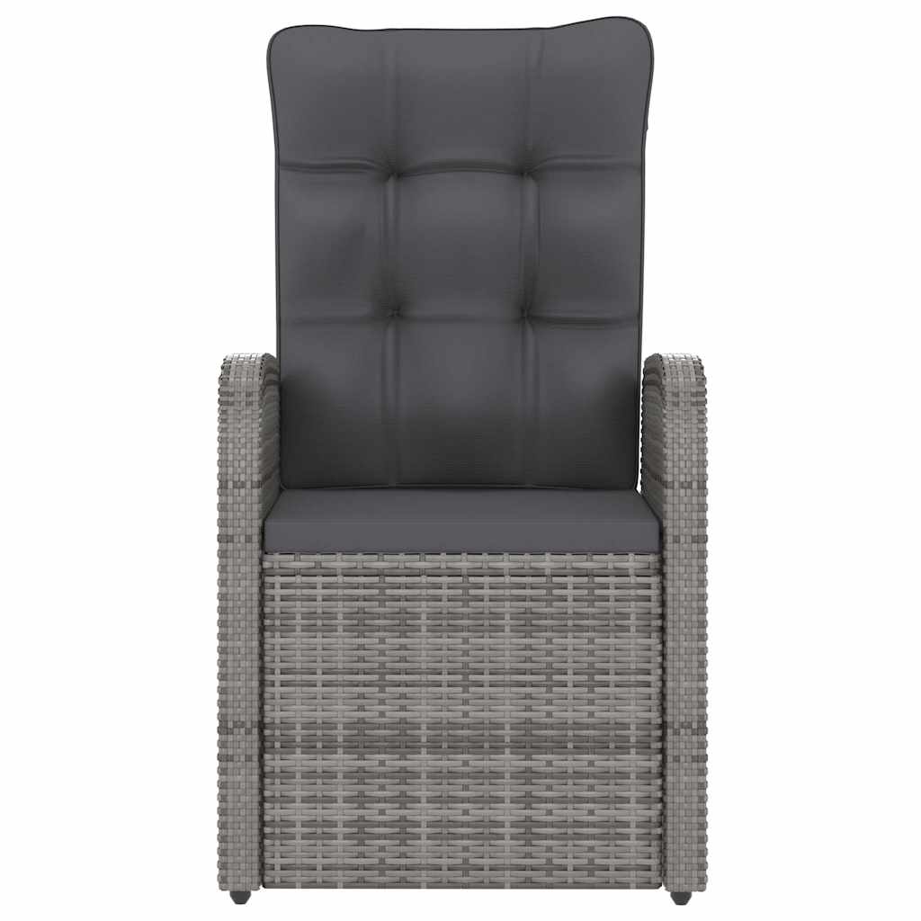 7 Piece Patio Dining Set with Cushions Poly Rattan Gray