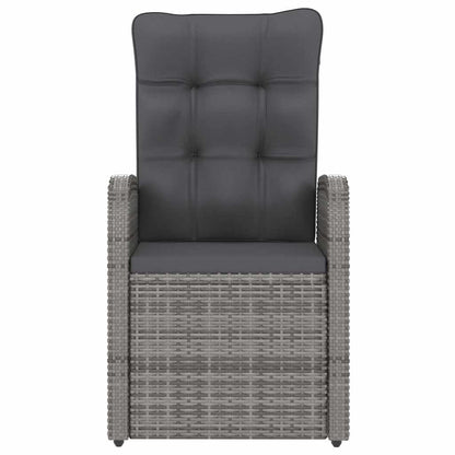 7 Piece Patio Dining Set with Cushions Poly Rattan Gray