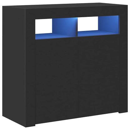 804329 vidaXL Sideboard with LED Lights Black 80x35x75 cm
