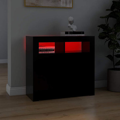 804329 vidaXL Sideboard with LED Lights Black 80x35x75 cm
