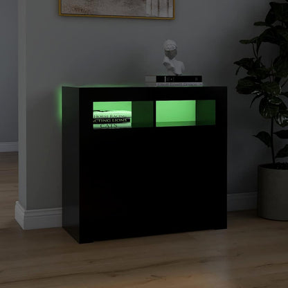 804329 vidaXL Sideboard with LED Lights Black 80x35x75 cm