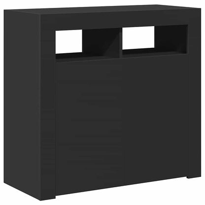804329 vidaXL Sideboard with LED Lights Black 80x35x75 cm