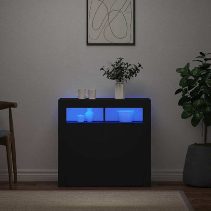 804329 vidaXL Sideboard with LED Lights Black 80x35x75 cm