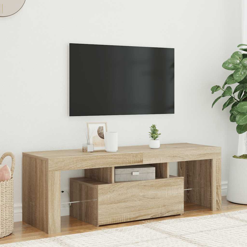 TV Cabinet with LED Lights Sonoma Oak 120x35x40 cm