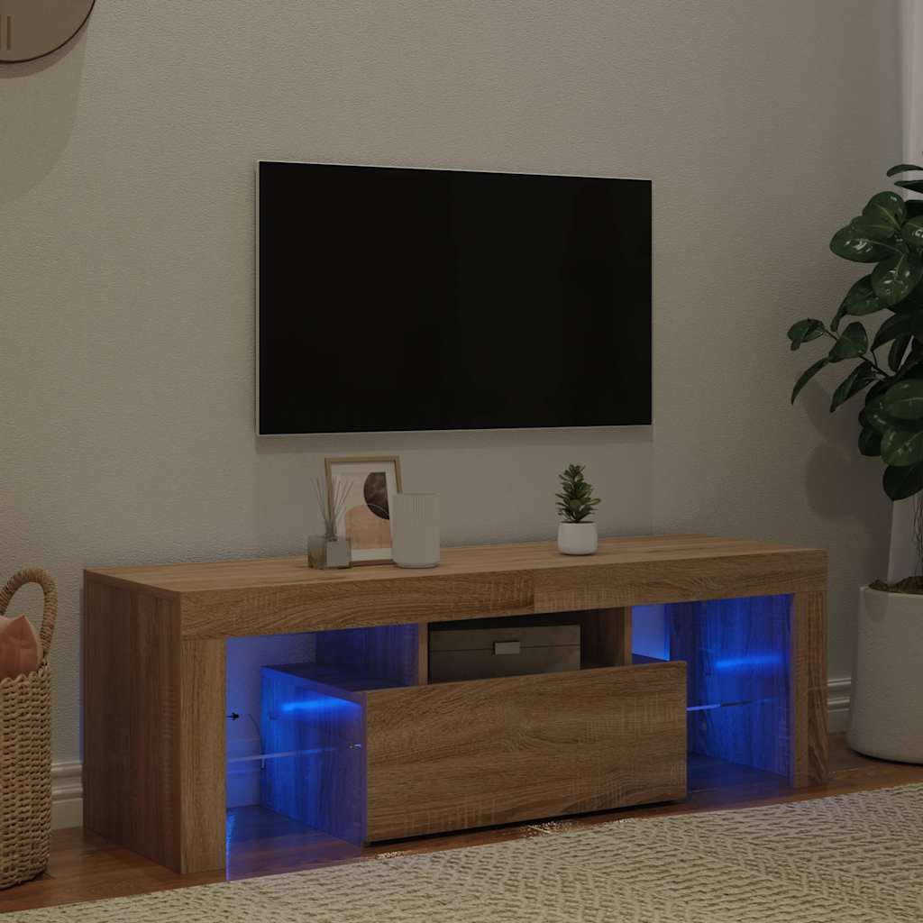 TV Cabinet with LED Lights Sonoma Oak 120x35x40 cm