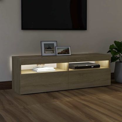 804376 vidaXL TV Cabinet with LED Lights Sonoma Oak 120x35x40 cm