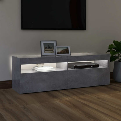 804377 vidaXL TV Cabinet with LED Lights Concrete Grey 120x35x40 cm
