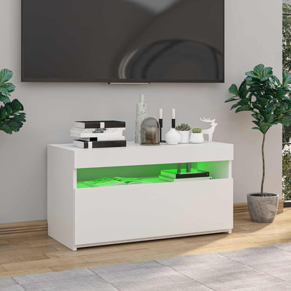 804391 vidaXL TV Cabinet with LED Lights White 75x35x40 cm