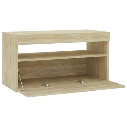 804397 vidaXL TV Cabinet with LED Lights Sonoma Oak 75x35x40 cm