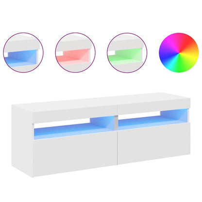 TV Cabinets with LED Lights 2 pcs White 60x35x40 cm