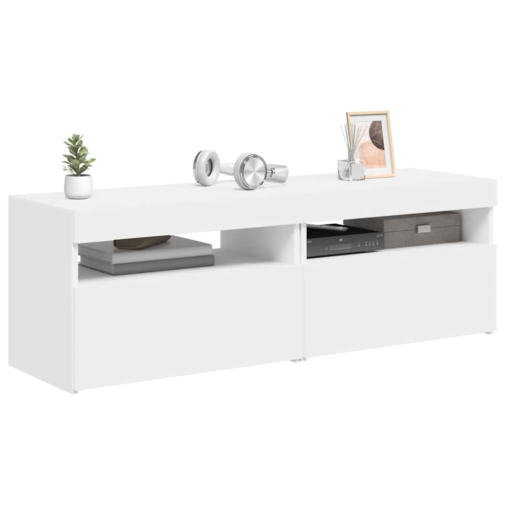 TV Cabinets with LED Lights 2 pcs White 60x35x40 cm