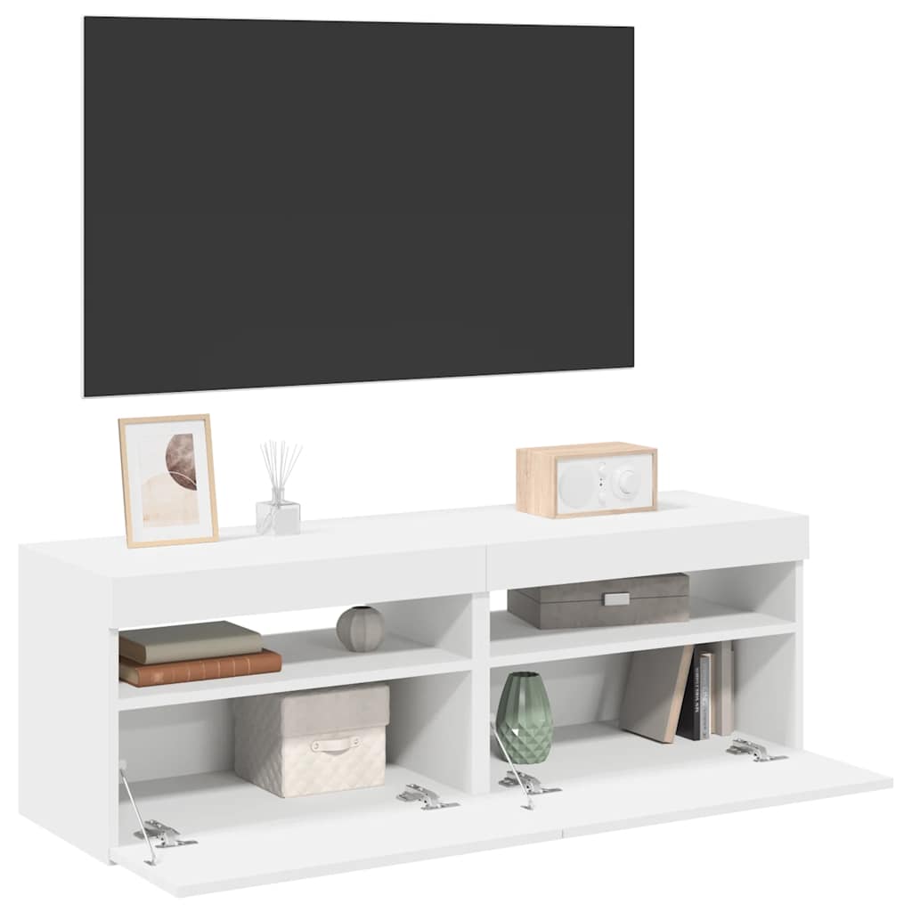 TV Cabinets with LED Lights 2 pcs White 60x35x40 cm