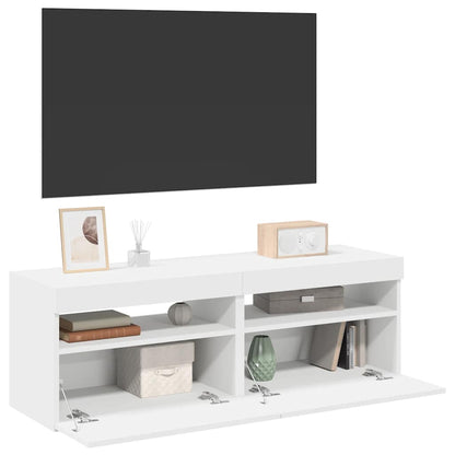 TV Cabinets with LED Lights 2 pcs White 60x35x40 cm