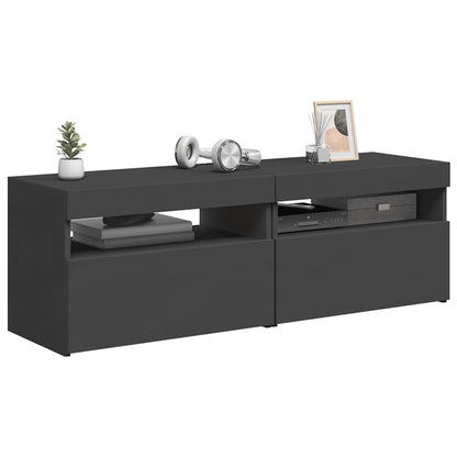 TV Cabinets with LED Lights 2 pcs Grey 60x35x40 cm