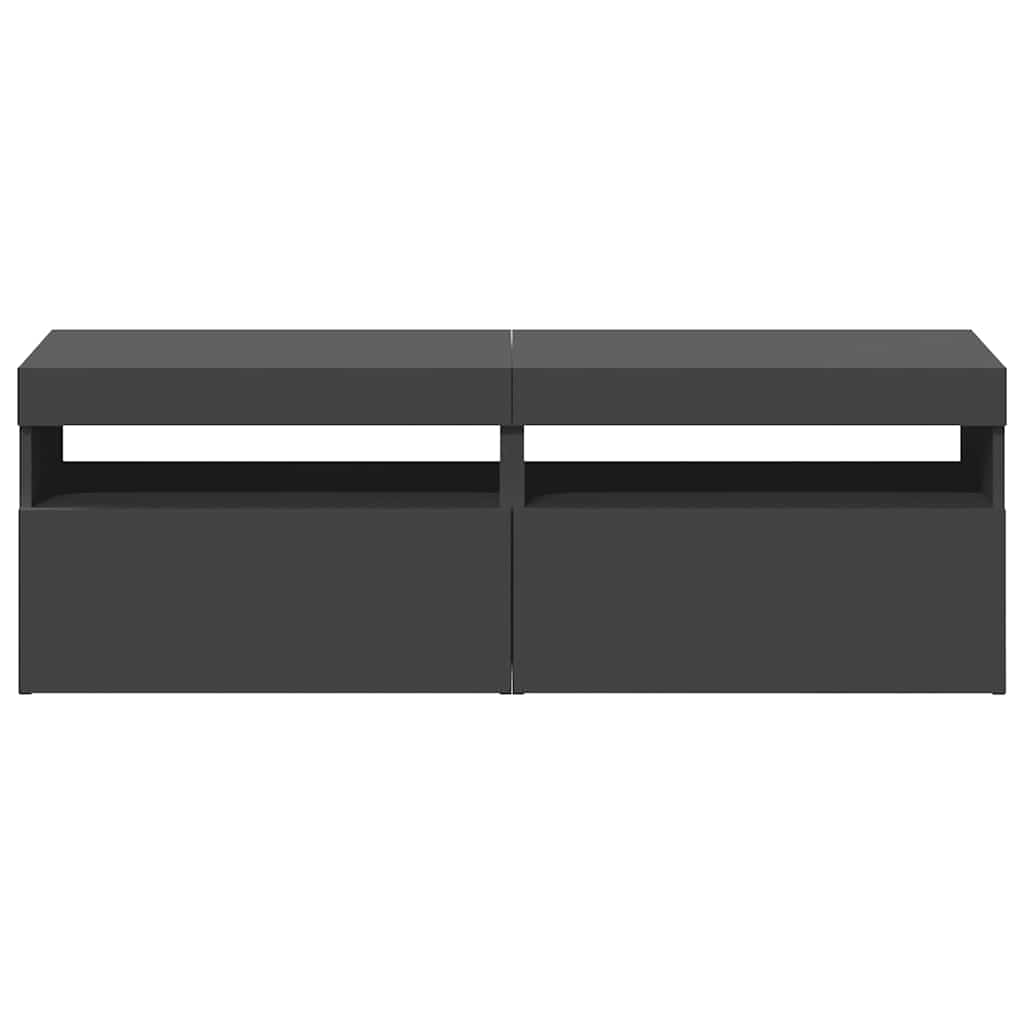TV Cabinets with LED Lights 2 pcs Grey 60x35x40 cm