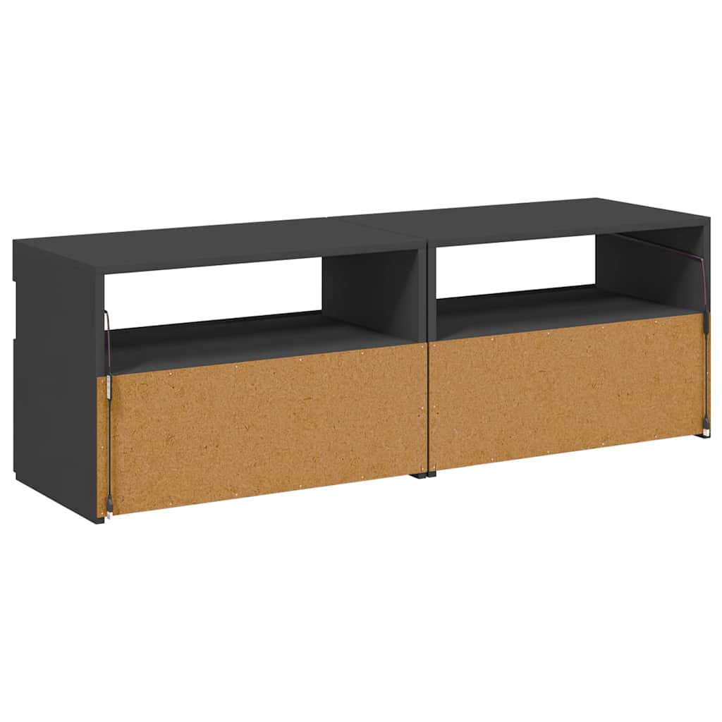 TV Cabinets with LED Lights 2 pcs Grey 60x35x40 cm