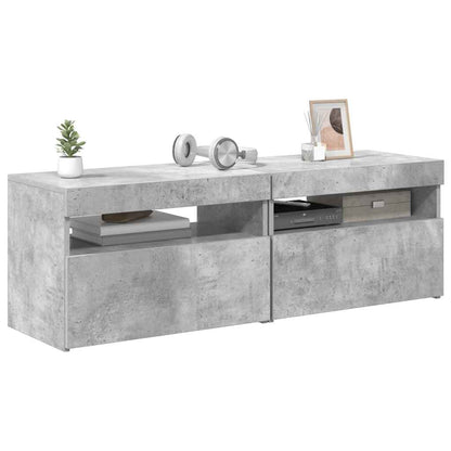 TV Cabinets with LED Lights 2 pcs Concrete Grey 60x35x40 cm